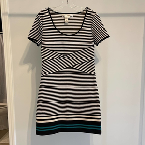 Max Studio short sleeve Striped Criss Cross detail Shirt Dress Size Med PreOwned